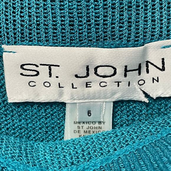 St. John Collection Turquoise Santana Knit Pull On Flared Knee Skirt Womens 6 - Picture 4 of 4
